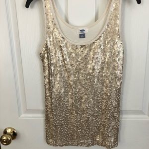 Old Navy gold sequined tank top M
